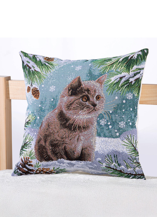 Dekokissen & Hüllen - Kissenbezug mit Katzen-Motiv, in Farbe BUNT