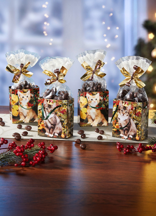 Weihnachtsleckereien - Präsenttüte Herbst-Kätzchen aus Papier, 4er-Set, in Farbe BUNT