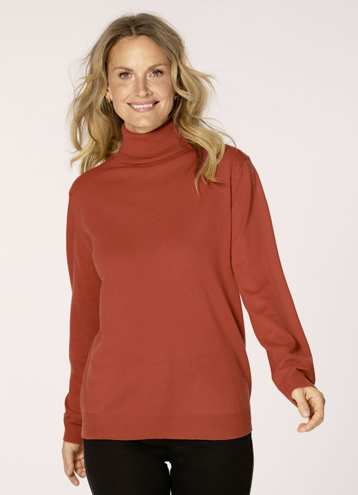 Basics - Pullover in Feinstrick, in Größe 038 bis 052, in Farbe ORANGE Ansicht 1