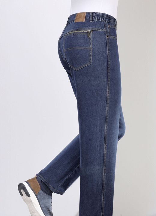 Jeans - Jeans mit Dehnbundeinsätzen in 3 Farben Jeans - Jeans mit Dehnbundeinsätzen in 3 Farben, in Größe 024 bis 062, in Farbe JEANSBLAU