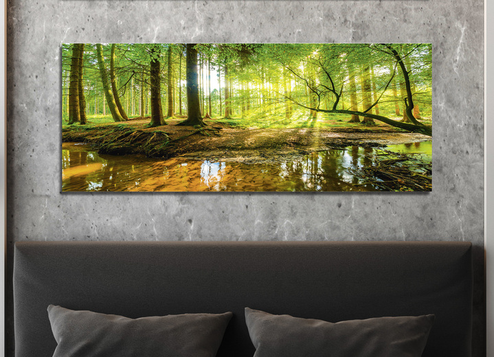 Landschaft - Bild «Wald mit Bach» vom Künstler Günter Albers, in Farbe GRÜN Ansicht 1