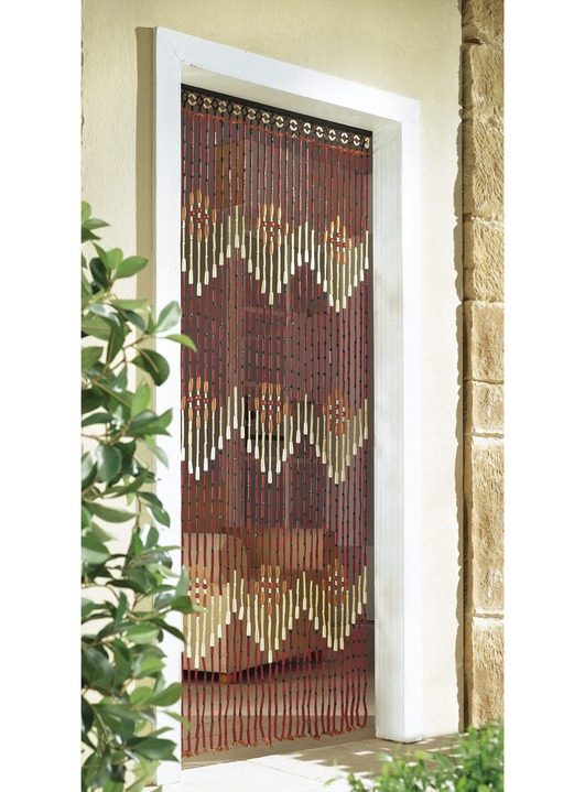 Sicht- & Sonnenschutz - Türvorhang aus echten Holzperlen, in Farbe BRAUN Ansicht 1