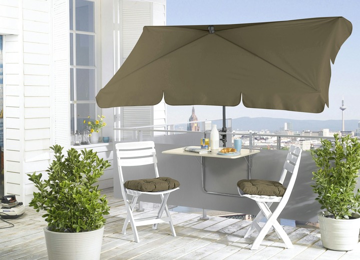 Sicht- & Sonnenschutz - Höhenverstellbarer Balkonschirm mit Knickmechanismus, in Farbe TAUPE Ansicht 1