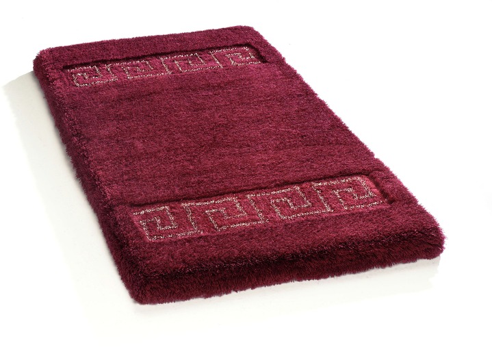 Badgarnituren - «RHOMTUFT» Luxus-Badgarnituren, in Größe 100 (Vorleger halbrund, 50/ 80 cm) bis 112 (WC-Deckelbezug 45/ 50 cm), in Farbe BORDEAUX-GOLD Ansicht 1