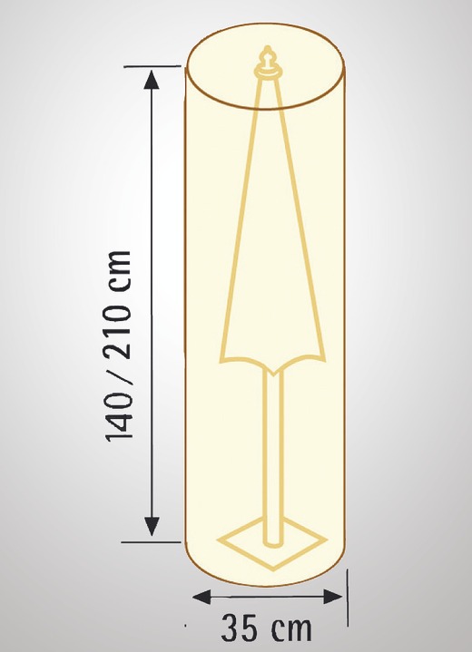 Gartengeräte und Zubehör - Reissfeste, witterungsbeständige und atmungsaktive Schutzhüllen, in Farbe BEIGE UNI, in Ausführung für Schirm, Höhe 140 cm Ansicht 1