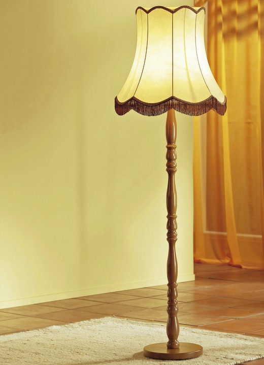Lampen - LED-Stehleuchte mit gedrechseltem Fuss aus Holz, in Farbe EICHE Ansicht 1