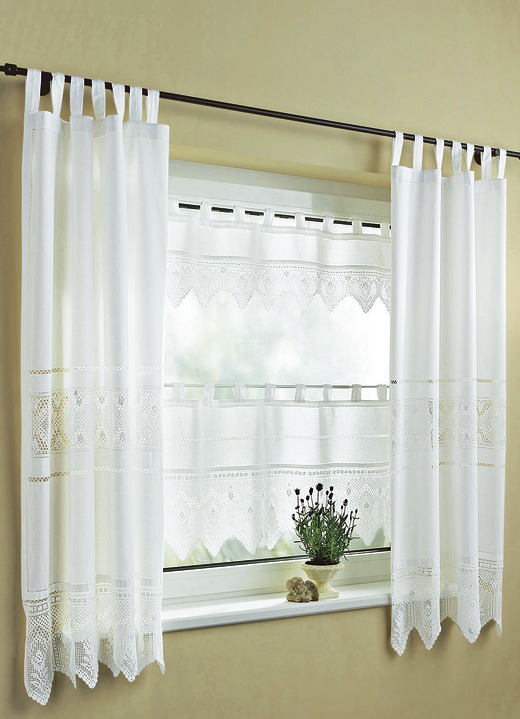 - Zauberhafter Panneaux in Häkeloptik, in Größe 662 (Panneaux, H30xB138 cm) bis 856 (Panneaux, H65xB138 cm), in Farbe WEISS