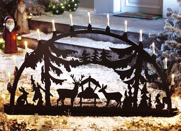 - Garten-Schwibbogen, Futterkrippe, aus Aluminium, in Farbe SCHWARZ, in Ausführung Kleine Futterkrippe