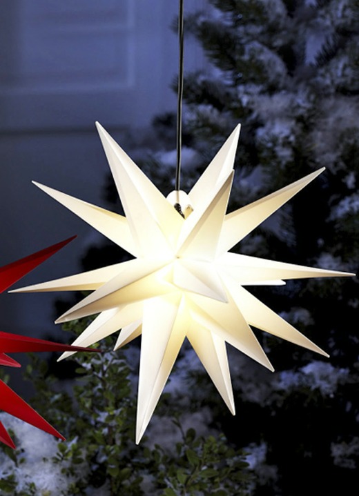 Aussendekorationen - Beleuchteter Weihnachtsstern mit Timer, in Farbe WEISS Ansicht 1