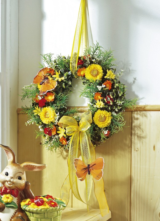 Kunst- & Textilpflanzen - Wandkranz «Schmetterlinge», in Farbe