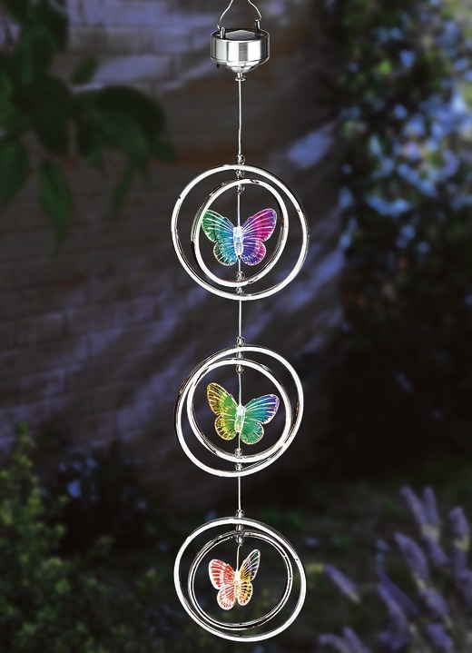 Leuchtende Dekoration - Solar-Windspiel mit 3-fachem Farbwechsel, in Farbe SILBER