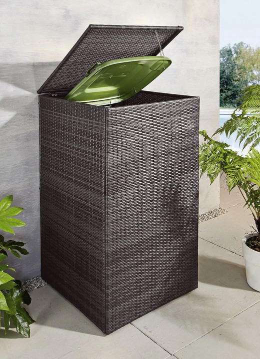 Garten - Mülltonnenschrank aus witterungsbeständigem Kunststoffgeflecht, in Farbe ANTHRAZIT, in Ausführung groß Ansicht 1