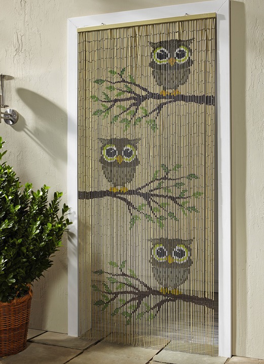 - Bambus-Vorhang Eulen, in Farbe BRAUN/GRÜN/GELB
