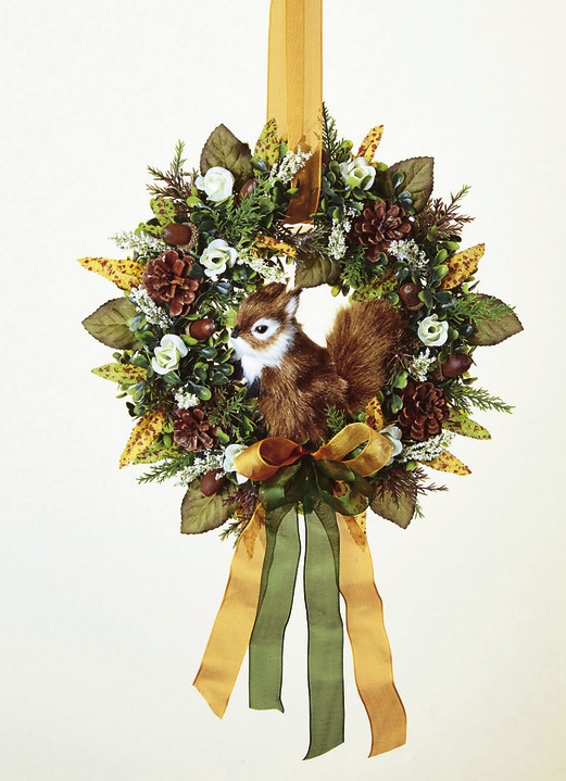 Kunst- & Textilpflanzen - Wandkranz «Eichhörnchen», in Farbe