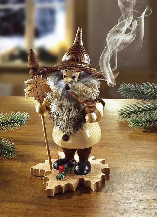 - Räuchermännchen mit flauschigem Rauschebart, in Farbe