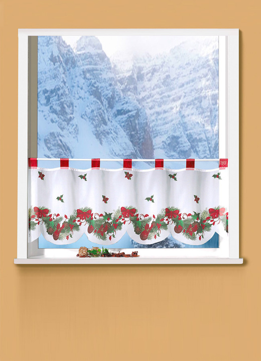 Kurzgardinen - Kurzvorhang «Weihnachten», in Größe 784 (H45xB 90 cm) bis 788 (H45xB120 cm), in Farbe WEISS-BUNT Ansicht 1