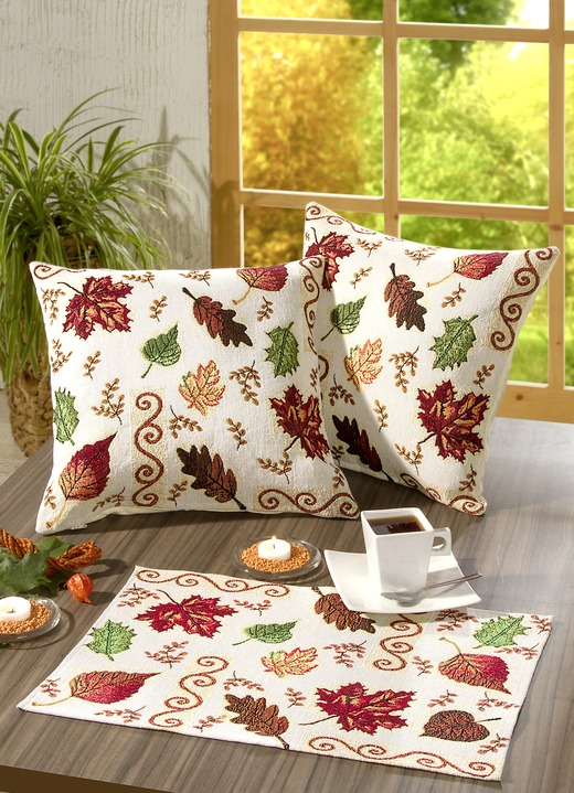 Dekokissen & Hüllen - Wohn-Accessoires mit Blätter-Motiven, in Farbe BEIGE-BRAUN