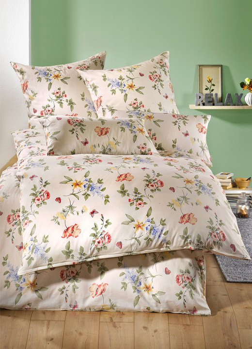 Bettwäschegarnituren - Mako-Satin Bettwäsche mit Reißverschluss, in Größe 112 (80x80 cm + 135x200 cm) bis 121 (Kissenhülle, 40x80 cm), in Farbe NATUR