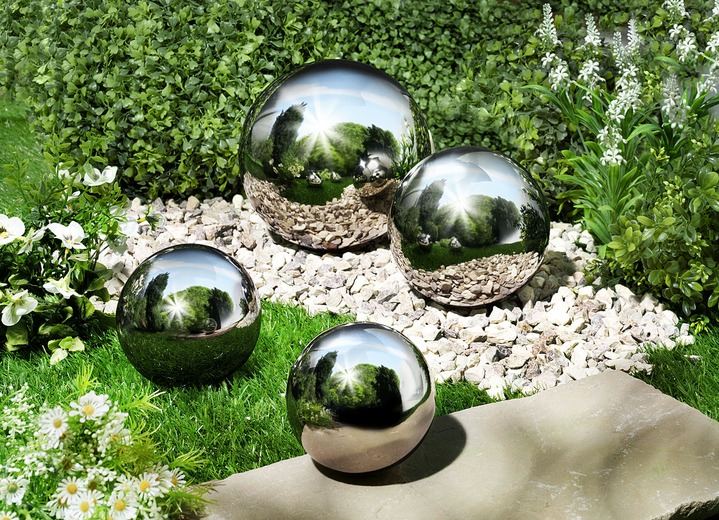 Edelstahlkugeln 4er Set Gartendekoration Bader