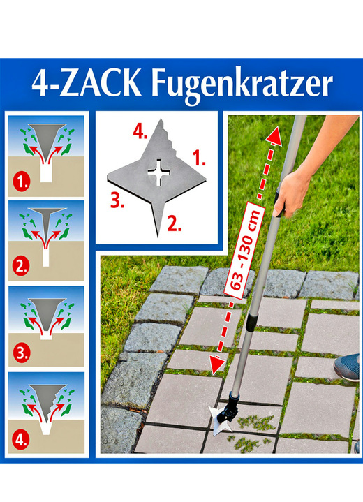 Nützlich & praktisch - 4-Zack-Fugenkratzer, in Farbe SILBER Ansicht 1