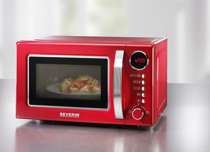 Küchengeräte - «SEVERIN» Retro-Mikrowelle mit Grillfunktion, in Farbe ROT Ansicht 1