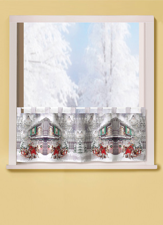 Blickdichter Kurzvorhang Winterdorf