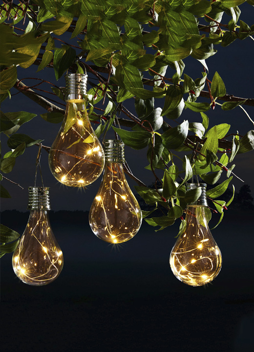 Gartenbeleuchtung - Solar-Glühlampe, 4er-Set, in Farbe EDELSTAHL