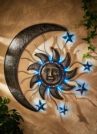 Solar-Wanddeko «Sonne und Mond»