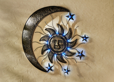 Solar-Wanddeko «Sonne und Mond»