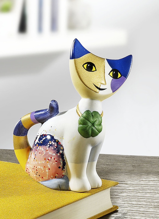Figuren - Mini-Katze mit Kleeblatt, in Farbe LILA