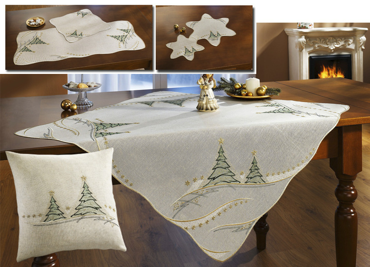 Dekokissen & Hüllen - Weihnachtliche Tisch- und Raumdekoration, in Größe 110 (Deckchen, 26x 26 cm) bis 404 (Kissenbezug, 40x 40 cm), in Farbe CREME Ansicht 1