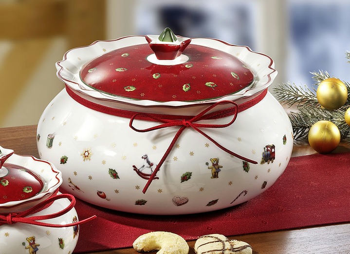 Weihnachten - «Villeroy & Boch» Gebäckdose, verschiedenen Ausführungen, in Farbe WEISS/ROT, in Ausführung Gebäckdose, mittel Ansicht 1
