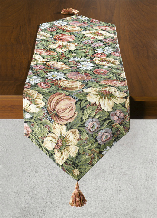 - Prachtvolle Tisch- und Raumdekoration in hochwertiger, schwerer Gobelin-Qualität, in Größe 101 (Läufer mit Quaste, 37x 96 cm) bis 405 (Kissenbezug, 46x 46 cm), in Farbe BUNT