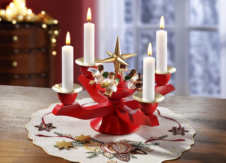 - «GLÄSSER» Adventsleuchter in verschiedenen Ausführungen, in Farbe ROT, in Ausführung Adventsleuchter, klein