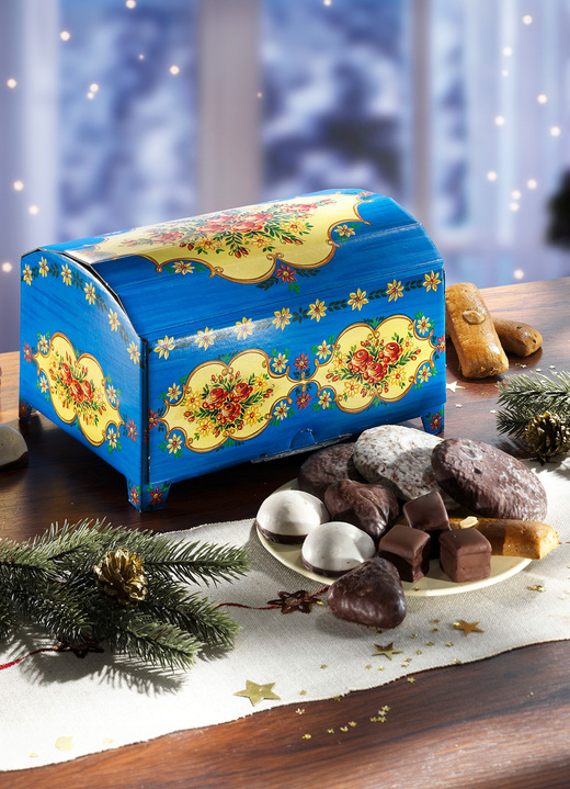 Weihnachtsleckereien - Geschenk-Truhe Lebkuchenspezialitäten, in Farbe BLAU