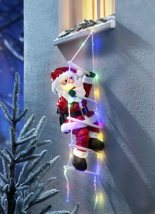 - Weihnachtsmann auf LED-Leiter, in Farbe ROT