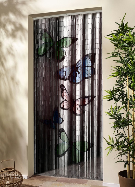 Sicht- & Sonnenschutz - Bambusvorhang «Schmetterlinge», in Farbe BUNT