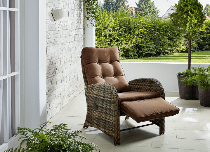 Gartenmöbel - Grosszügiger Komfort-Sessel mit passendem Sitzkissen, in Farbe BRAUN Ansicht 1