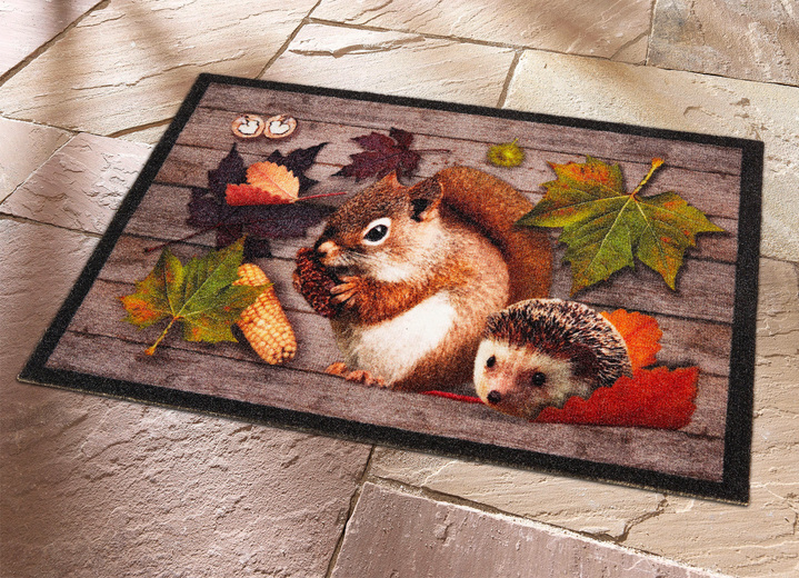 Fussmatten - Fussmatte mit Eichhörnchen und Igel, in Farbe BUNT Ansicht 1