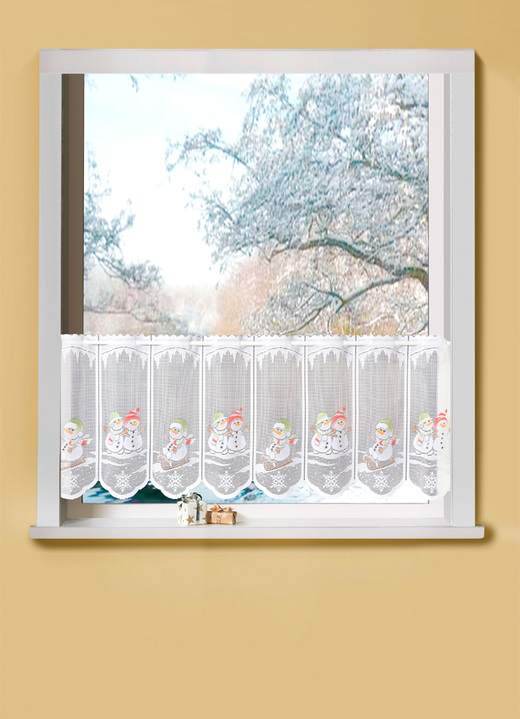 Kurzgardinen - Kurzstore mit Schneemänner, in Größe 784 (H45xB 90 cm) bis 864 (H60xB165 cm), in Farbe COLORIERT Ansicht 1