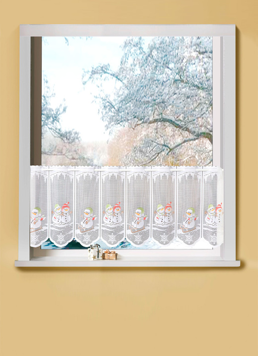 Kurzgardinen - Kurzstore Schneeemänner, in Größe 784 (H45xB 90 cm) bis 864 (H60xB165 cm), in Farbe COLORIERT Ansicht 1