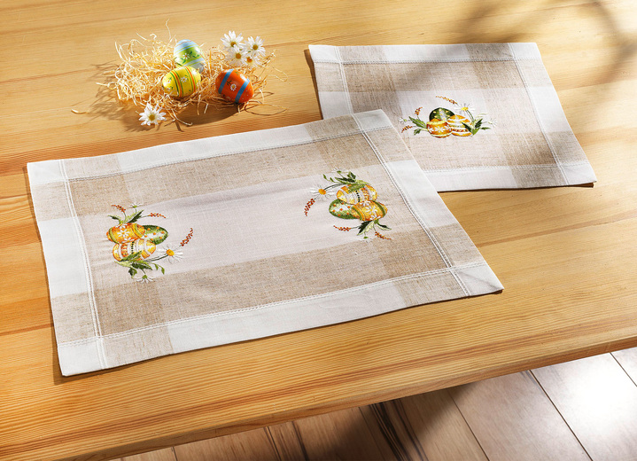 Tischdecken - Charmante Accessoires mit buntem Ostereier- Motiv, in Größe 102 (Läufer, 40x 85 cm) bis 404 (Kissenbezug, 40x 40 cm), in Farbe SEKT-BUNT Ansicht 1