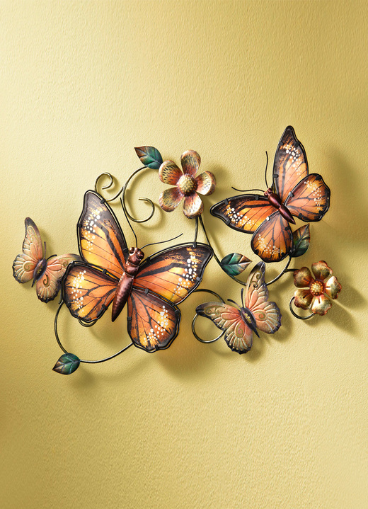 Metall-Wandbilder - Wanddekoration Schmetterlinge aus Metall, in Farbe ORANGE