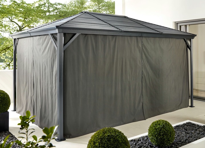 Pavillons - Vorhang-Set zu Pavillon Ventura, in Farbe DUNKELGRAU, in Ausführung Für Pavillon klein Ansicht 1