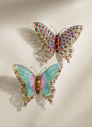 Wanddeko Schmetterling aus Metall, 2er Set