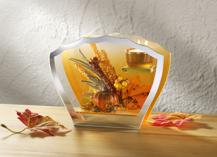 - Teelichthalter aus Glas, in Farbe ORANGE