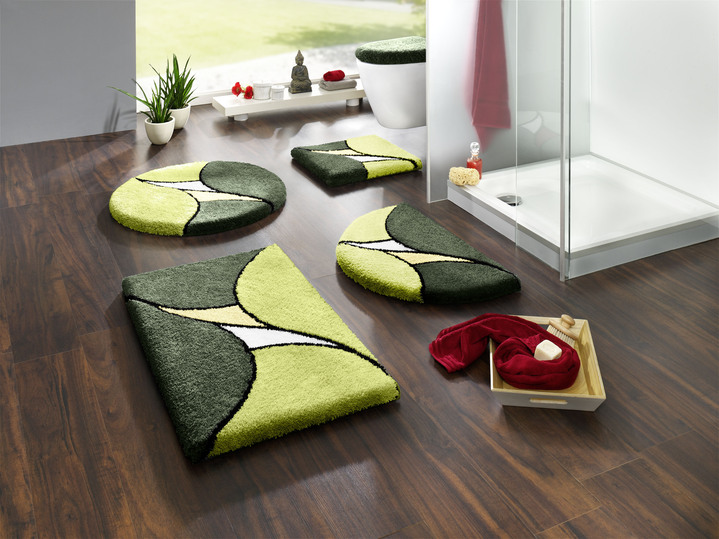 Badgarnituren - Badgarnitur für Fussbodenheizung geeignet, in Größe 100 (Vorleger halbrund, 50x 80 cm) bis 112 (WC-Deckelbezug, 47x 50 cm), in Farbe GRÜN Ansicht 1