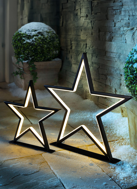 Winterlicher Garten - LED-Metallstern, in Farbe SCHWARZ-WEISS, in Ausführung groß