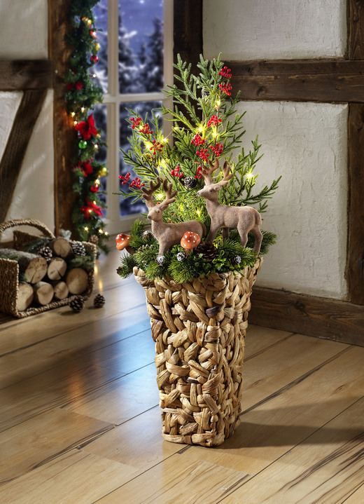 - Wintergesteck mit Vase, in Farbe GRÜN-BRAUN-ROT