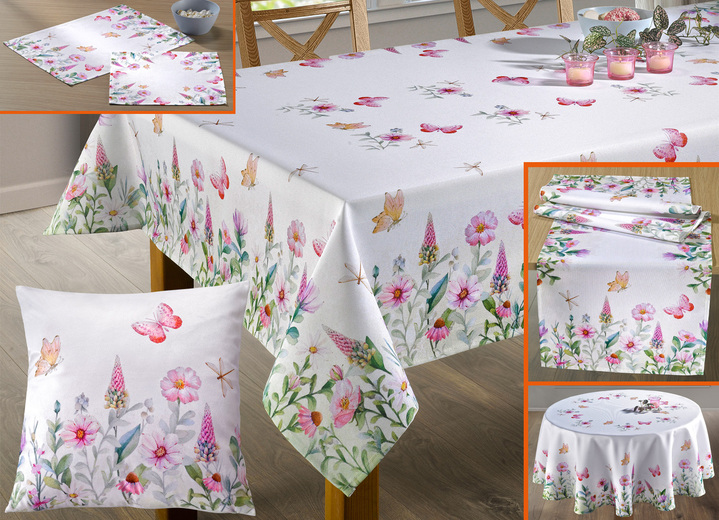 Tischdecken - Floral gestaltete Wohn-Accessoires, in Größe 135 (2 Platzsets, 35x 50 cm) bis 195 (Tischdecke, m. Mittelteil 110x160 cm), in Farbe BUNT